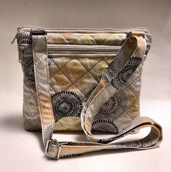 Conceal Carry Tan Crossbody Bag-conceal carry bag, crossbody strap, cotton purse, quilted bag, gray bag, gray gold purse, crossbody strap quilted bag for women, womans bag, gun bag, purse for guns, bag for guns, tote for guns, quilted tote