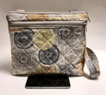 Conceal Carry Tan Crossbody Bag-conceal carry bag, crossbody strap, cotton purse, quilted bag, gray bag, gray gold purse, crossbody strap quilted bag for women, womans bag, gun bag, purse for guns, bag for guns, tote for guns, quilted tote