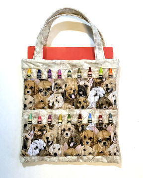 Coloring Book and Crayon Bag-Dog Breeds-coloring book bag, crayon bag, quilted bag, childs book bag, art bag, crayon bag for girls, crayon bag for boys, boys bag, girls bag, handmade coloring book bag, travel bag for children, travel car bag, dog bag