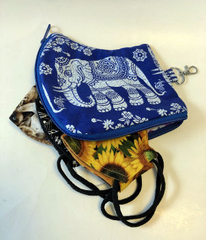 Blue Elephant Mask Case-mask case, elephant, Indonesian batik, mask holder