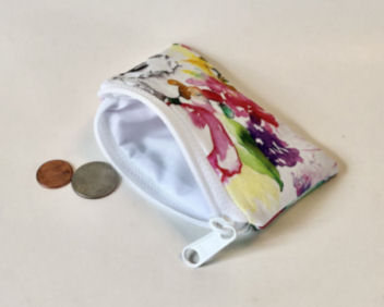 Floral Coin Purses-floral coin purse, blossom purse, jewelry purse, money bag, credit card wallet, money purse, money wallet, flower coin purse, fabric coin purse, coin pouch, white purse, floral pouch, floral wallet