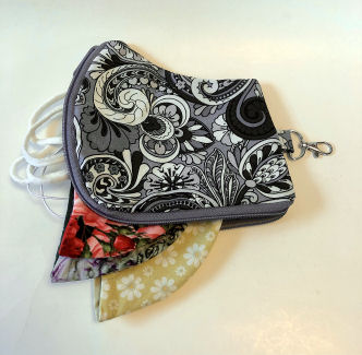 Gray Paisley Mask Case-gray, mask case, paisley, cotton