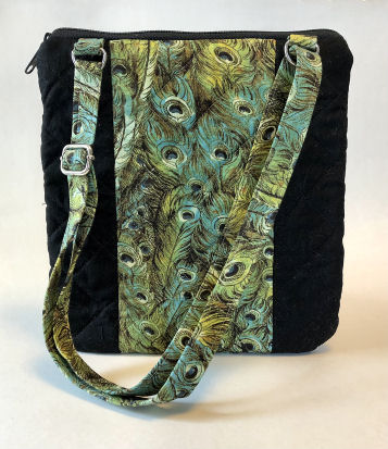 Green Peacock Crossbody Bag-crossbody bag, peacock fabric bag, peacock purse, peacock crossbody bag, quilted crossbody bag for women, crossbody womans purse, leather purse, green purse, green tote, minimalist bag, green bag, medium bag, medium purse