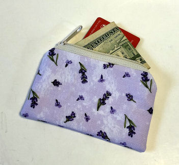 Lavender Coin Purse-coin purse, pocket coin purse, lavender, cotton, zipped bag, jewelry bag, credit card wallet, fabric coin purse, coin purse set, coin pouch, lined coin purse, money bag, money pouch
