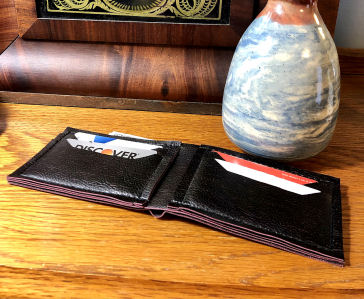Black Faux Leather Wallet-wallet, mans wallet, black, faux leather, faux leather wallet, stitched mans wallet, black wallet, black mans wallet, handmade wallet, minimalist wallet, thin mans wallet, black faux leather, thin wallet