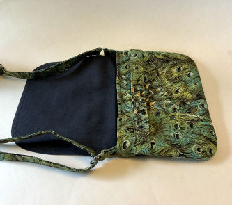 Green Peacock Messenger Bag-messenger bag, leather messenger bag, peacock fabric, peacock bag, crossbody bag for women, womans crossbody bag, quilted bag for women, quilted purse, quilted crossbody  purse, medium green bag, medium bag, womans medium purse, peacock purse
