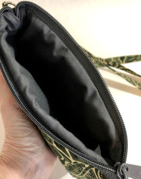 Green Batik ID Phone Wallet-phone wallet, crossbody strap, batik, green, ID window, cash wallet, vinyl ID window wallet, handmade phone purse, green purse, adjustable strap bag women, green bag, crossbody tote bag, floral fabric purse
