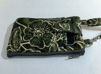 Green Batik ID Phone Wallet-phone wallet, crossbody strap, batik, green, ID window, cash wallet, vinyl ID window wallet, handmade phone purse, green purse, adjustable strap bag women, green bag, crossbody tote bag, floral fabric purse
