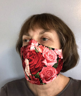 Rose Cotton Face Mask-face mask, cotton face mask, womans mask, nose wire, allergy mask, dust mask, non medical face mask