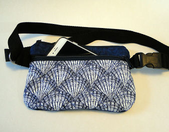 Nautical Shell Fanny Pack-fanny pack for women, nautical shell print, blue fabric, handmade quilted fabric, festival bag, bum bag, adjustable strap fanny pack, quilted fabric fanny pack, womans purse, womans bag, minimalist bag, nautical fanny pack, navy fanny pack