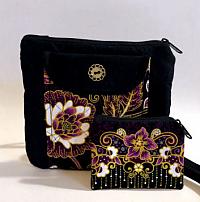 Hannah Gold Floral Bag-purple floral bag, gold metallic, gold floral bag, quilted crossbody womans bag, crossbody strap bag, minimalist bag, floral purse, black purse, black bag, crossbody strap purse, festival bag, purple purse, coin purse