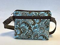 Aqua Conceal Carry Fanny Pack-fanny pack, conceal carry bag, aqua, cotton, handmade fanny pack, paisley, womans purse, waist bag, festival bag, bum bag, fabric fanny pack, zipped bag, zipped fanny pack