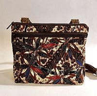 Conceal Carry Brown Batik Bag-conceal carry purse, gun purse, gun bag, womans gun bag, crossbody conceal carry bag, batik purse, brown purse, medium womans bag, medium gun purse, quilted womans purse, quilted conceal carry bag, quilted tote, conceal carry tote