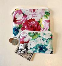 Floral Coin Purses-floral coin purse, blossom purse, jewelry purse, money bag, credit card wallet, money purse, money wallet, flower coin purse, fabric coin purse, coin pouch, white purse, floral pouch, floral wallet