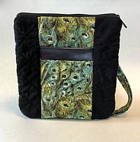 Green Peacock Crossbody Bag-crossbody bag, peacock fabric bag, peacock purse, peacock crossbody bag, quilted crossbody bag for women, crossbody womans purse, leather purse, green purse, green tote, minimalist bag, green bag, medium bag, medium purse
