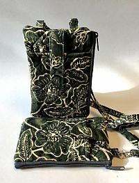 Green Batik ID Phone Wallet-phone wallet, crossbody strap, batik, green, ID window, cash wallet, vinyl ID window wallet, handmade phone purse, green purse, adjustable strap bag women, green bag, crossbody tote bag, floral fabric purse