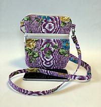 Purple Cell Phone Bag-cell phone bag, festival bag, zipped bag, crossbody strap, purple, floral, quilted crossbody purse for women, bum bag, waist bag, womans purse, womans bag, handmade purse, womans crossbody tote